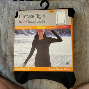 ClimateRight by Cuddl Duds Black Long Sleeve Crew. Size L